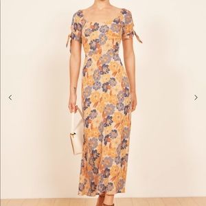 Reformation Meredith Yellow Floral Midi Dress 6